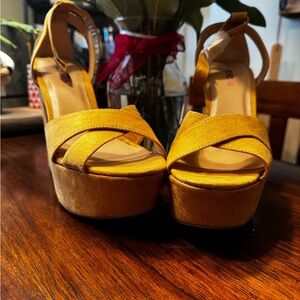 JustFab Mustard Yellow Platform Heels
